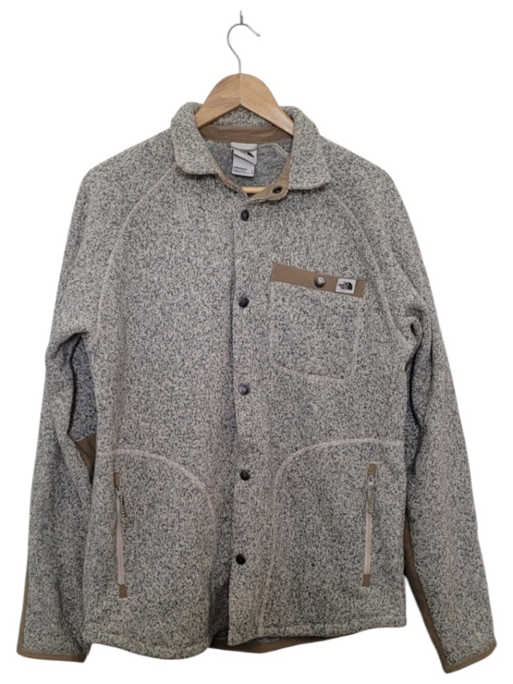 The North Face Gordon Lyons Fleece Shacket Snap Jacket Bleached Sand M - Picture 2 of 7